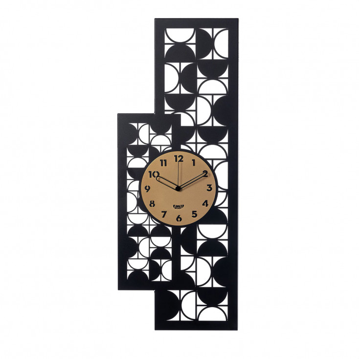Orologio da parete moderno in metallo con decoro geometrico verticale