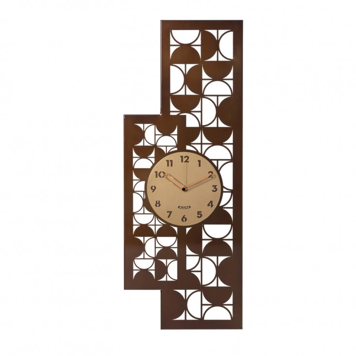 Orologio da parete moderno in metallo con decoro geometrico verticale