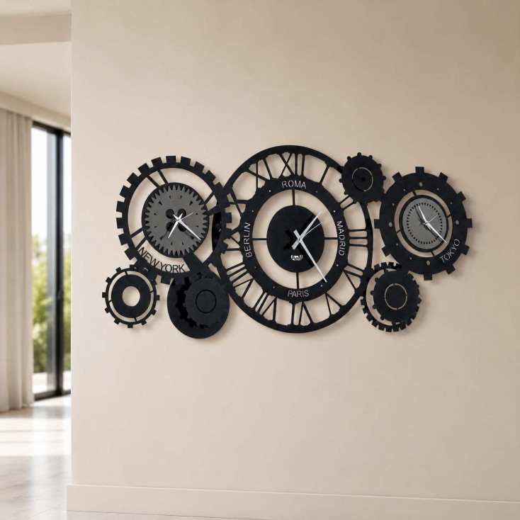Orologio da parete grande ingranaggi decorativi stile industriale Fuso Meccano