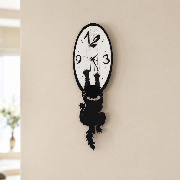 Orologio da parete in metallo con gatto