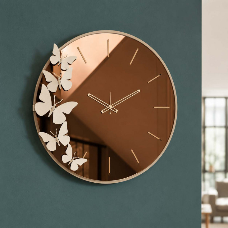 Orologio da parete in metallo con quadrante in vetro dal design moderno