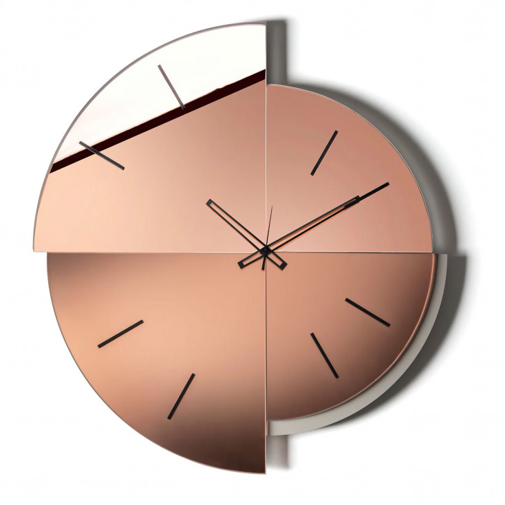 Orologio da parete in metallo con quadrante in vetro specchiato di design