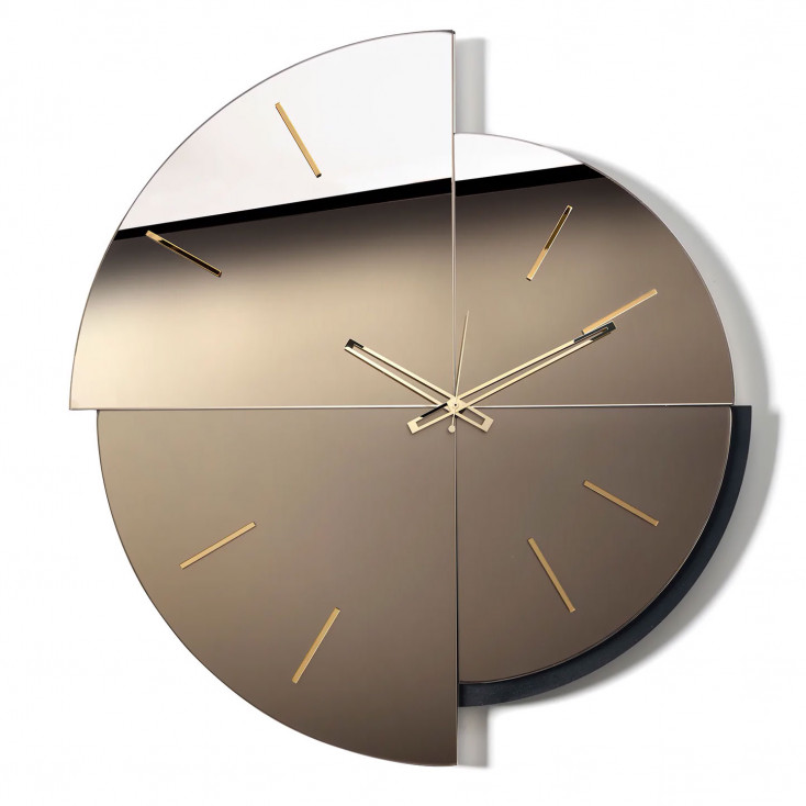 Orologio da parete in metallo con quadrante in vetro specchiato di design