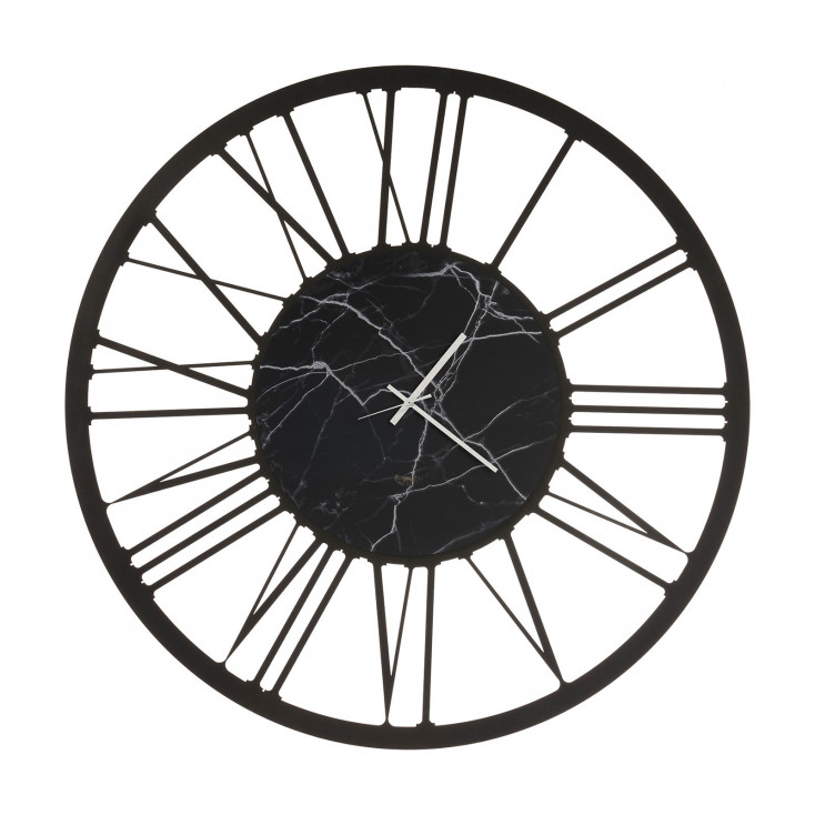 Orologio da parete in metallo con numeri romani e finitura marmo design moderno