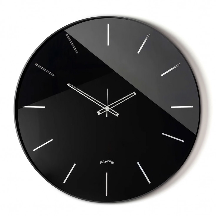 Orologio da parete rotondo in metallo con quadrante in vetro di design