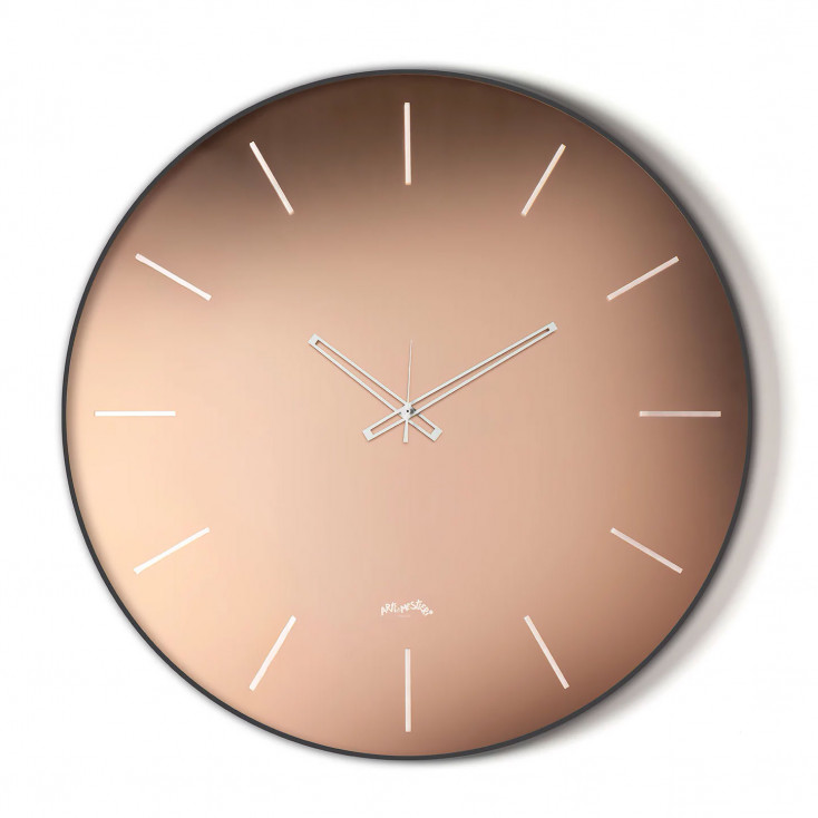 Orologio da parete rotondo in metallo con quadrante in vetro di design