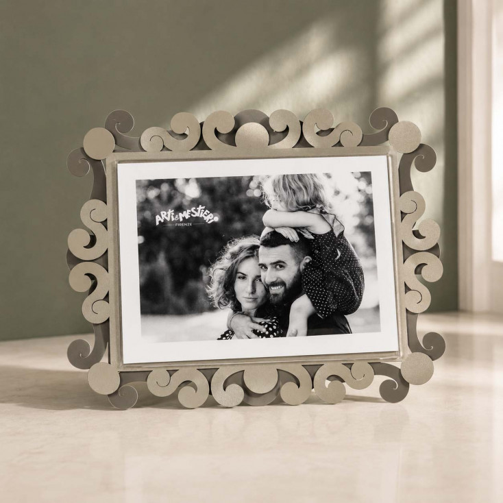 Portafoto grande orizzontale in metallo di design
