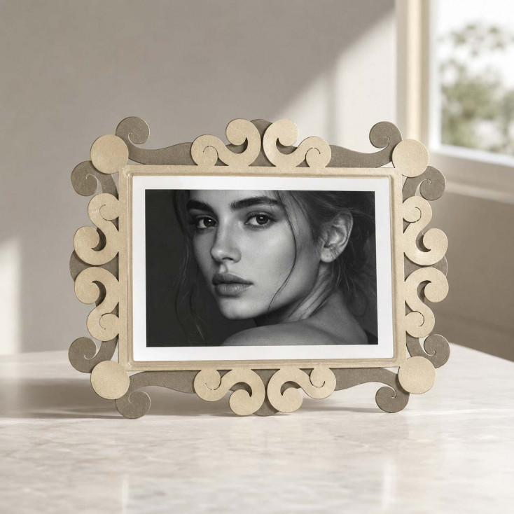 Portafoto piccolo orizzontale in metallo di design