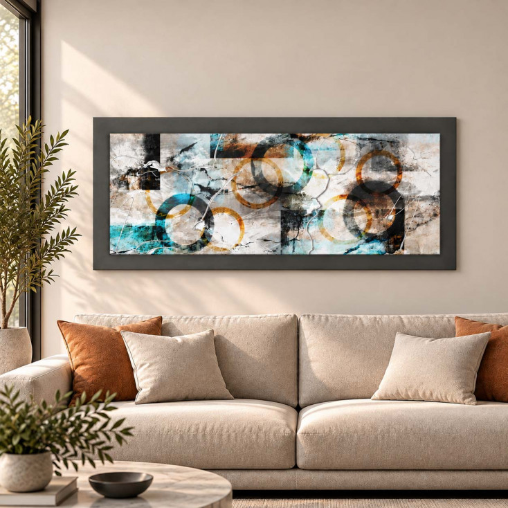 Quadro in legno tema moderno astratto in rilievo dettagli in argento 120X60