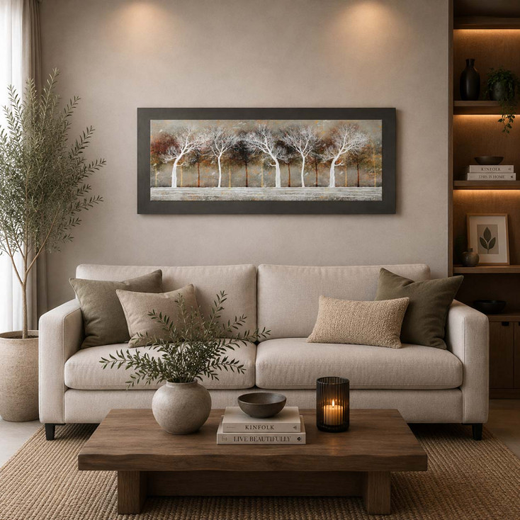 Quadro in legno tema paesaggistico in rilievo con dettagli in argento 100x50