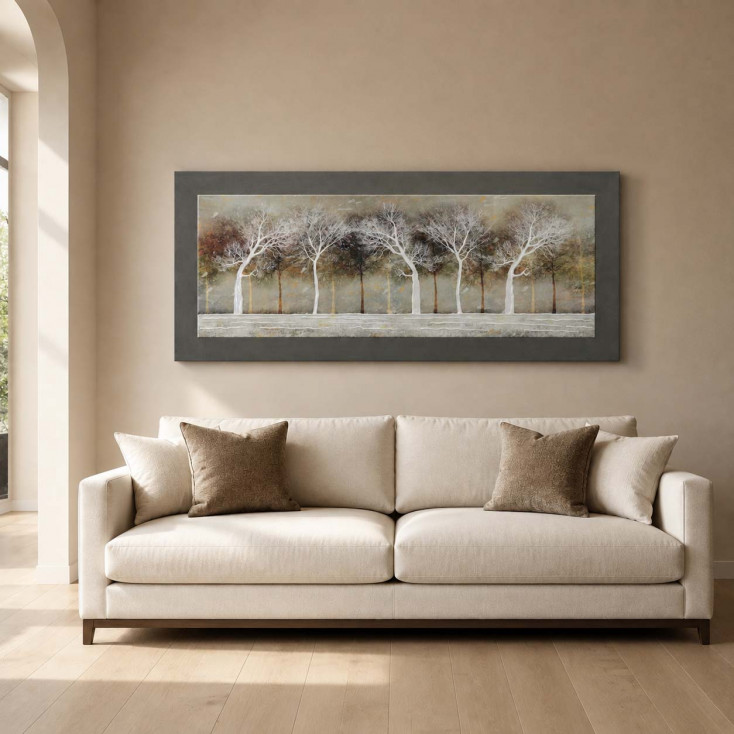 Quadro in legno tema paesaggistico in rilievo con dettagli in argento 155x65