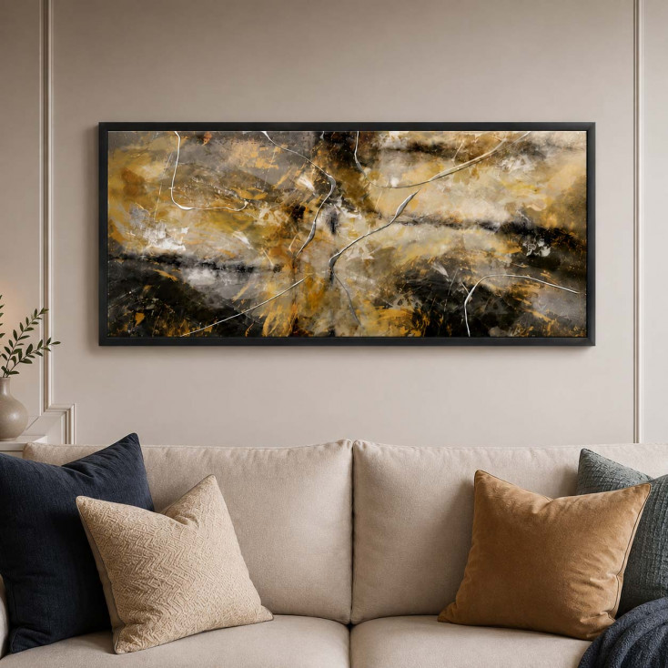 Quadro moderno con tema in rilievo 3d decori materici e foglia argento 120X60