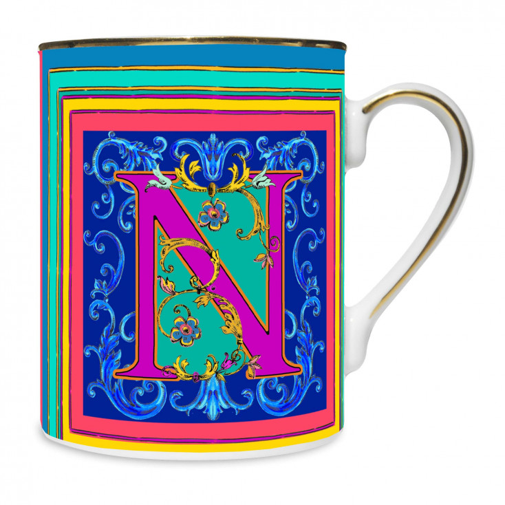 Mug in porcellana dal design classico "lettera N"