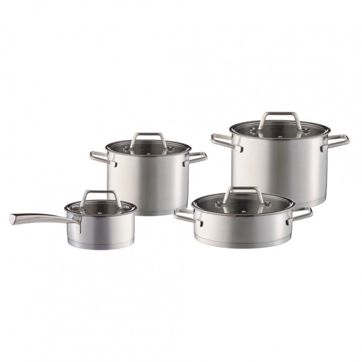 Batteria di pentole in acciaio inox 8 pezzi