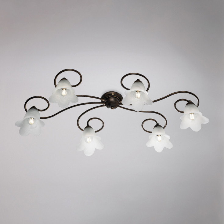 Illuminazione da soffitto grande dalle linee classiche diffusori in vetro