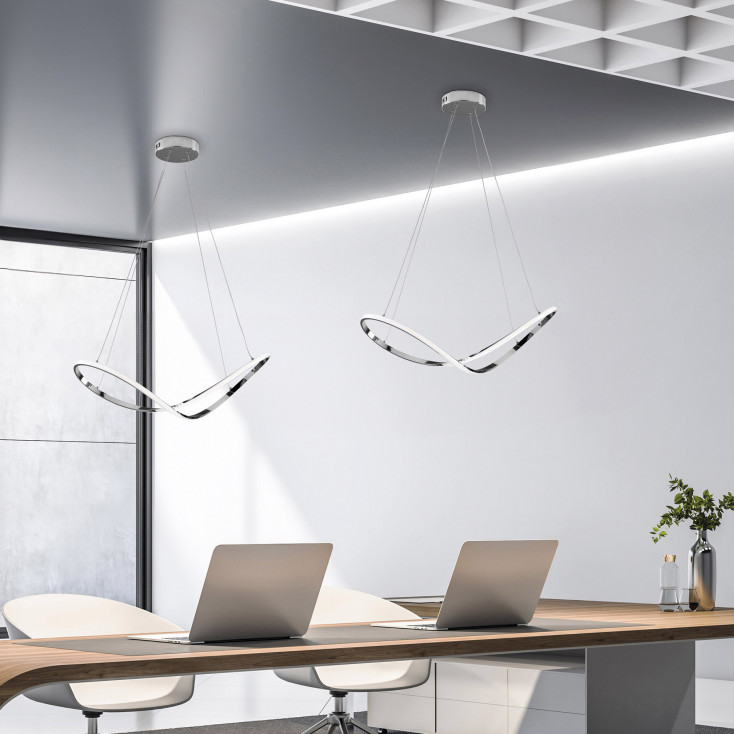 Lampada a sospensione a LED con struttura in alluminio dalle linee moderne