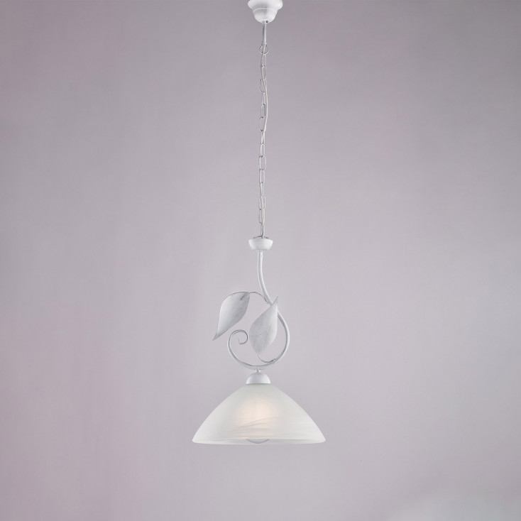 Lampada a sospensione classica con struttura in metallo e diffusore in vetro