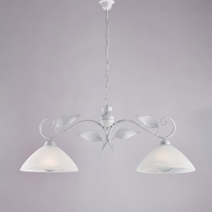 Lampadario classico in metallo con doppio diffusore lineare in vetro