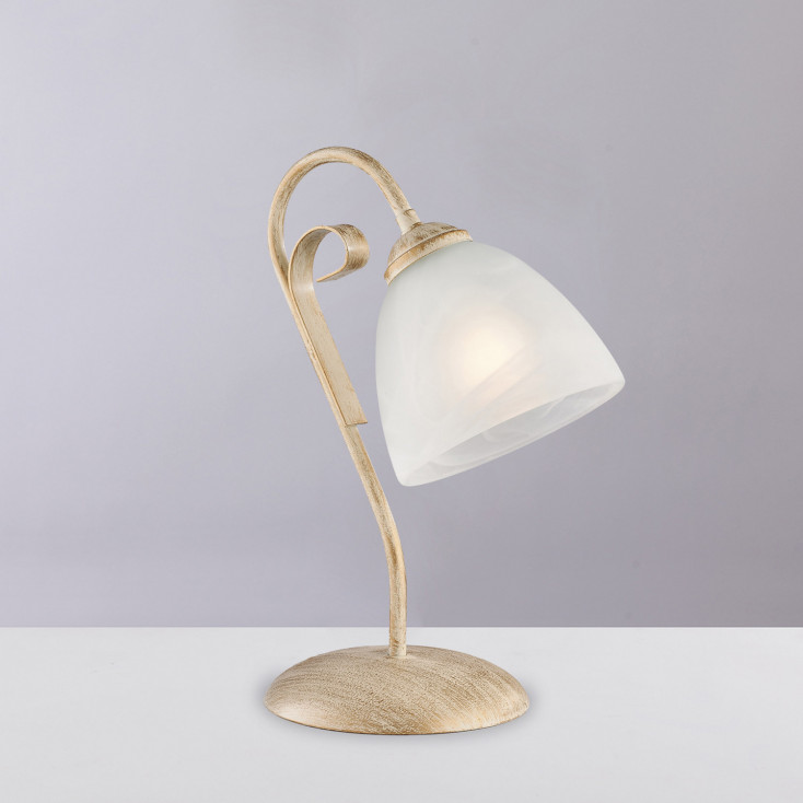 Lampada da comodino di design classico in metallo laccato con diffusore in vetro