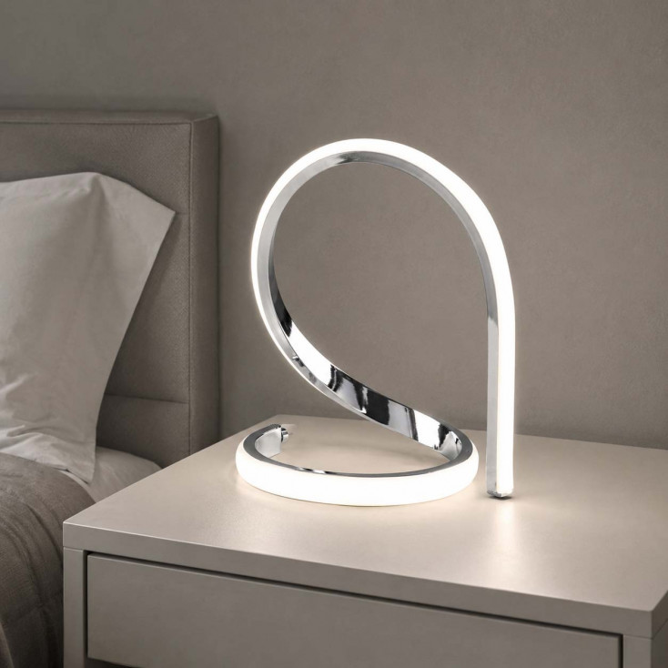 Lampada da comodino LED in alluminio con anello luminoso