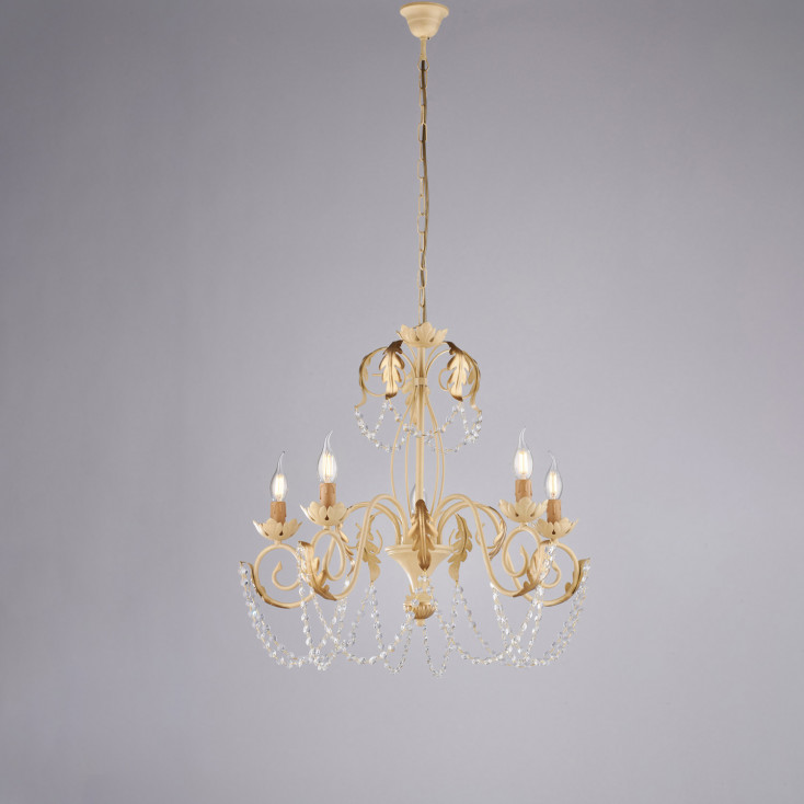 Lampadario medio in metallo con strass dalle linee classiche