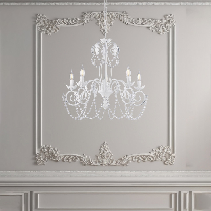 Lampadario medio in metallo con strass dalle linee classiche
