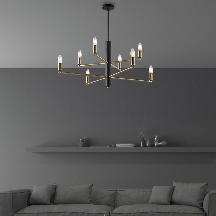 Lampadario moderna con struttura grande in metallo laccato a 8 lampadine