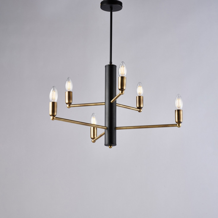 Lampadario moderna con struttura media in metallo laccato a 6 lampadine