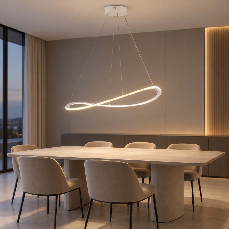 Lampadario moderno in alluminio con diffusore a LED ad anello
