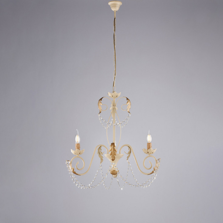 Lampadario piccolo in metallo con strass dalle linee classiche
