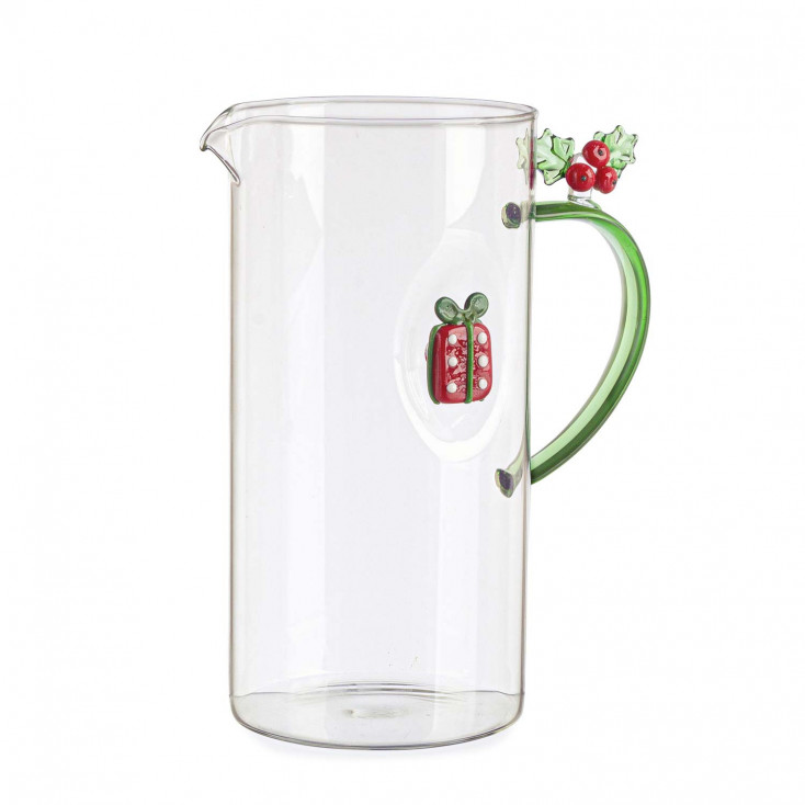 Caraffa in vetro con decorazione natalizia