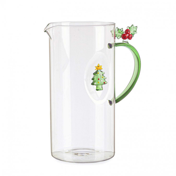 Caraffa in vetro con decorazione pino