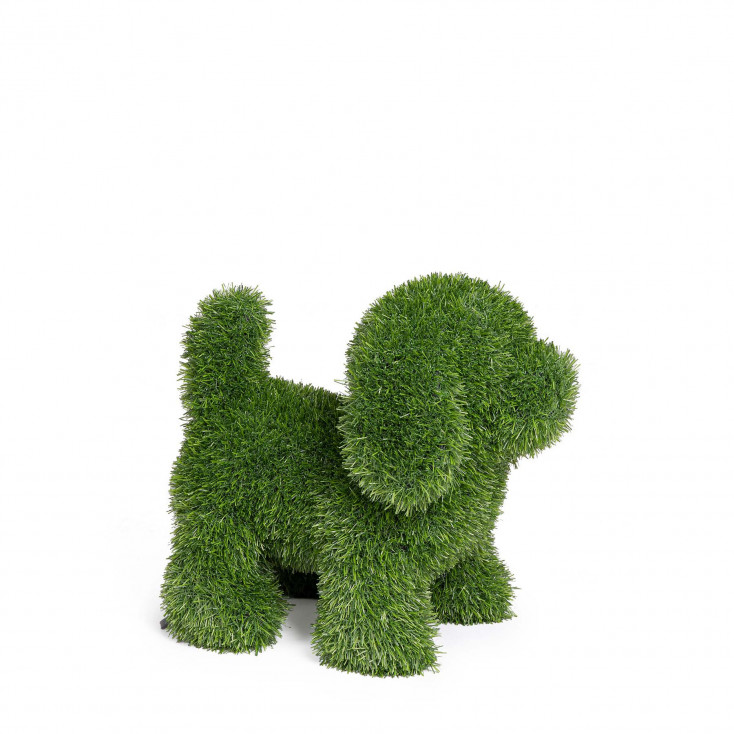 Decorazione in erba sintetica con forma di cagnolino