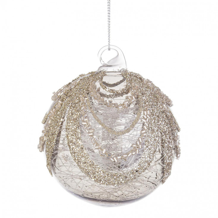 Pallina di natale piccola in vetro dal design moderno ed elegante