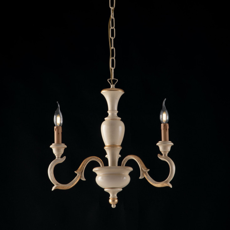 Lampadario in stile classico in legno a 3 luci