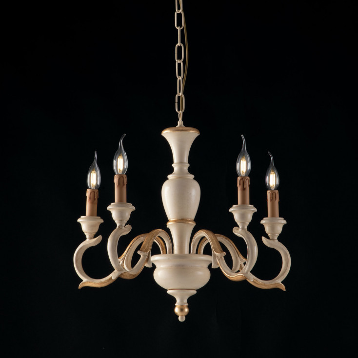 Lampadario in stile classico in legno 5 luci