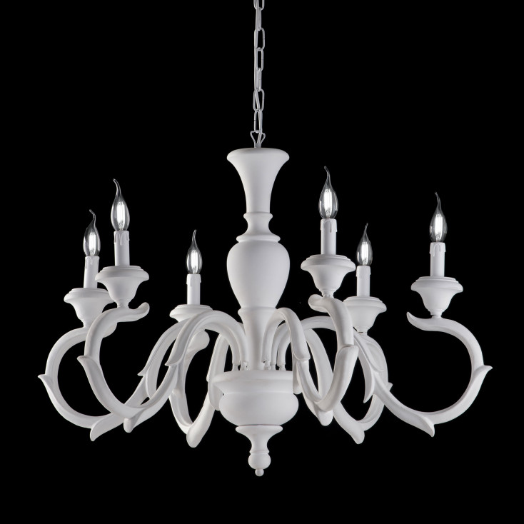 Lampadario in legno in stile classico 6 luci