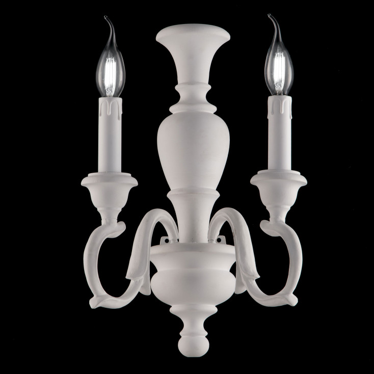 Applique da parete in stile classico in legno 2 luci