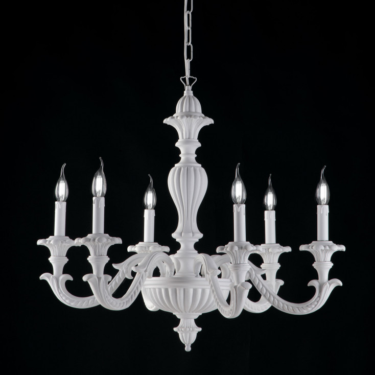 Lampadario moderno classico in legno con 6 bracci