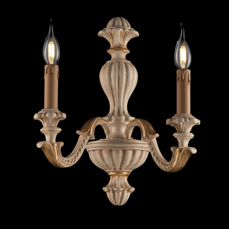 Applique da parete in legno in stile classico 2 luci