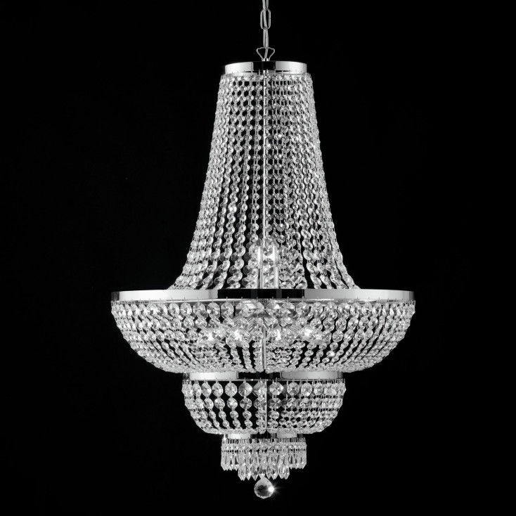 Lampadario classico in metallo 10 luci con strass in cristallo