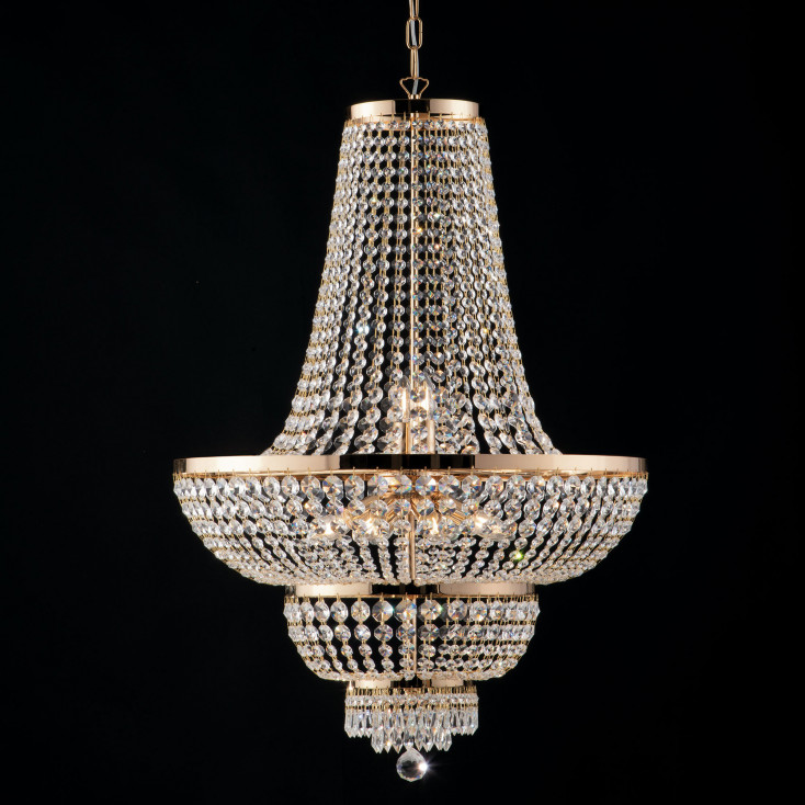 Lampadario classico in metallo 10 luci con strass in cristallo