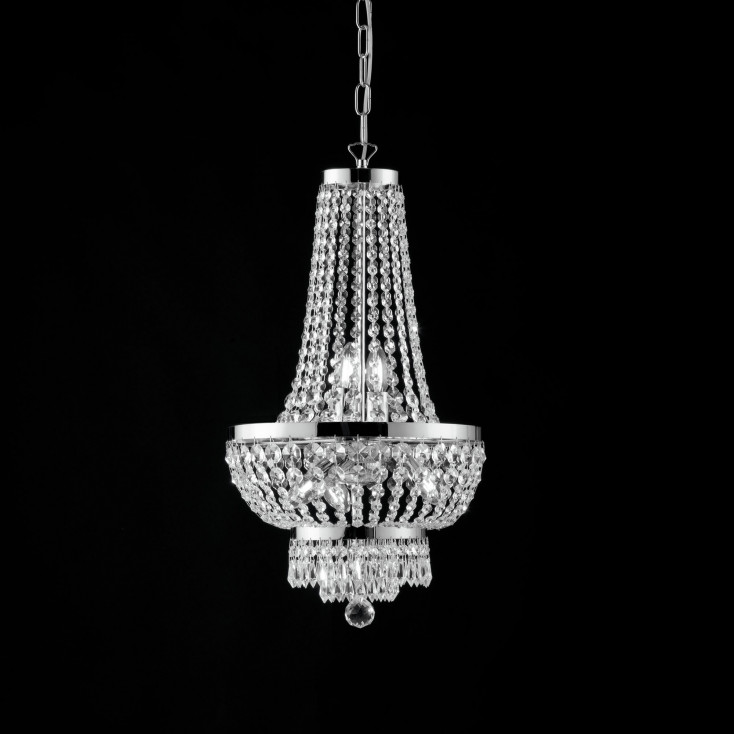 Lampadario classico in metallo con 5 luci con strass in cristallo