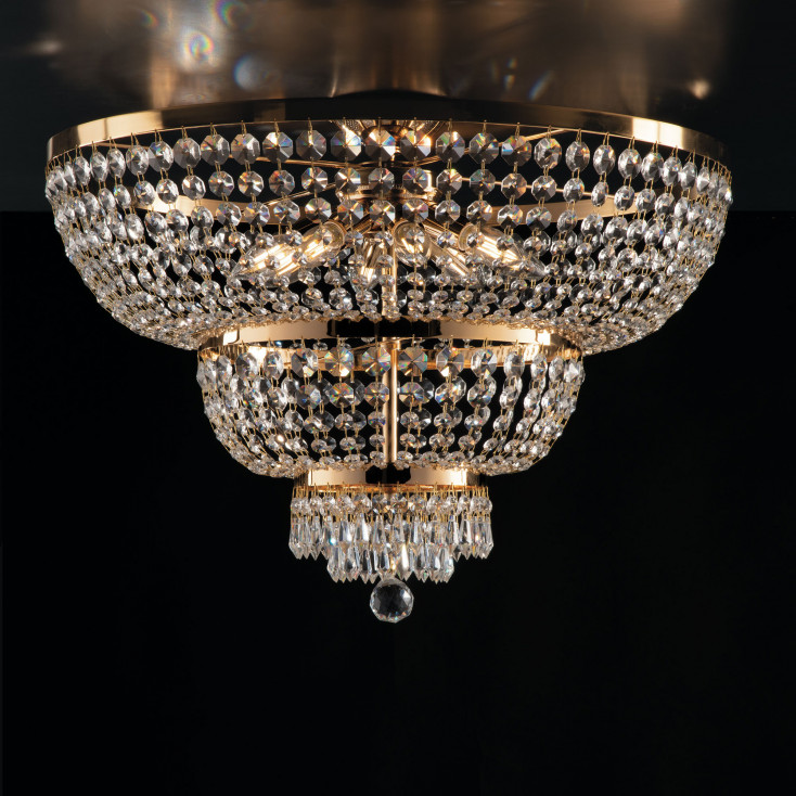 Plafoniera in stile classico in metallo con 8 luci con strass in cristallo