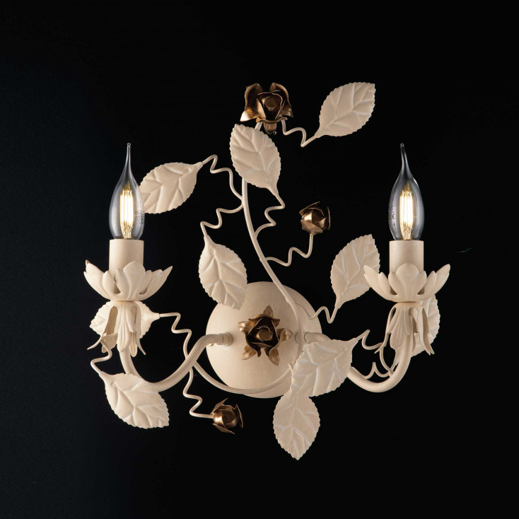 Appliques da parete classica in metallo laccato con decorazione decape 2 luci