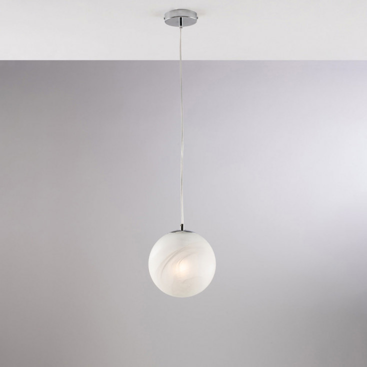 Lampada a sospensione con diffusore in vetro dal design moderno ed elegante