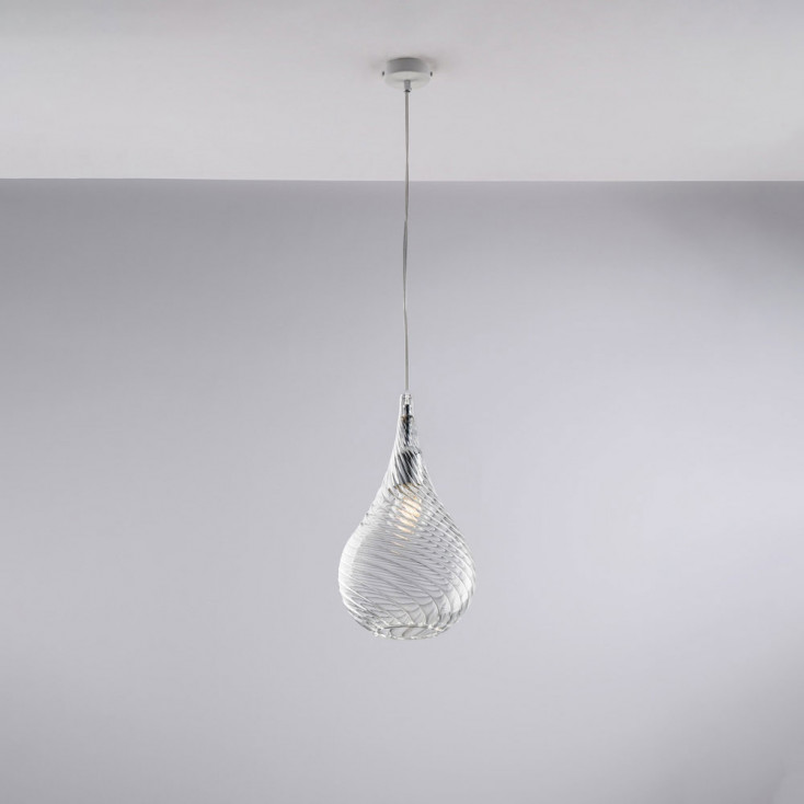Lampada a sospensione con singolo diffusore in vetro dal design moderno