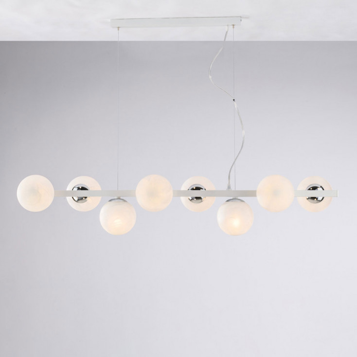 Lampada a sospensione moderna grande struttura in metallo e diffusori in vetro