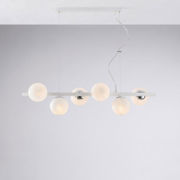 Lampada a sospensione moderna media struttura in metallo e diffusori in vetro