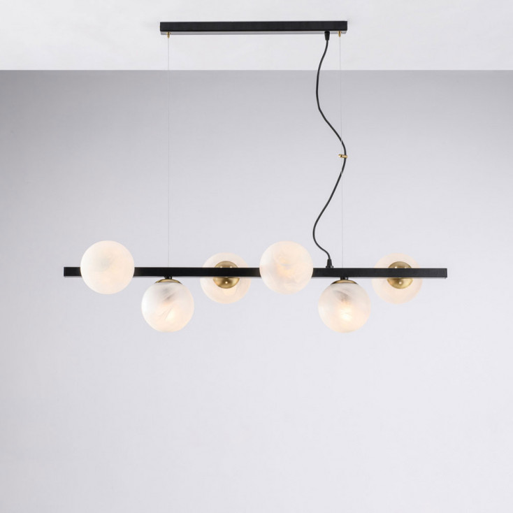 Lampada a sospensione moderna media struttura in metallo e diffusori in vetro